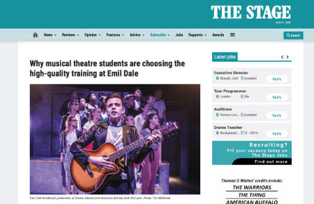 Emil Dale Academy in Stage newspaper article