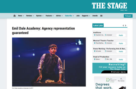 Emil Dale Academy in Stage newspaper article